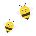 Cute bee character. Honey flying bees isolated Royalty Free Stock Photo